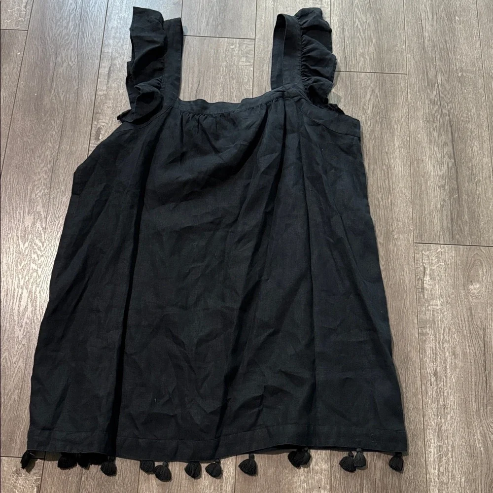Vineyard Vines Black Ruffle Sleeve Cover Up XXL 100% linen